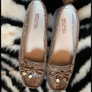 Michael Kors croc square toed slip on loafer